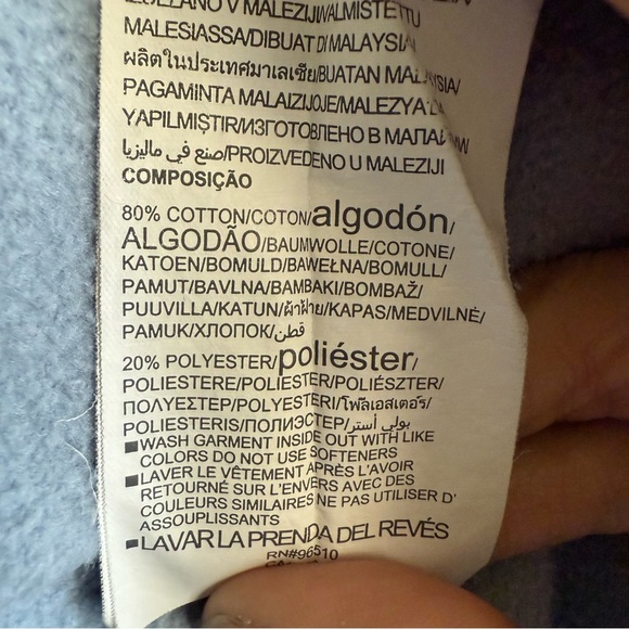 Under Armour Women’s M, Light Blue Hoodie, Funnel Neck, Vertical Text - Picture 6 of 7